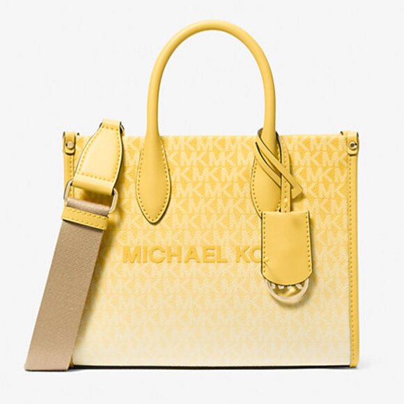 New Michael Kors Mirella Small Ombré Signature Logo Crossbody Bag Daisy Yellow - Picture 1 of 3